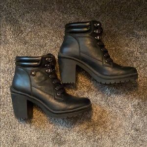 Black High Heel Combat Boots!